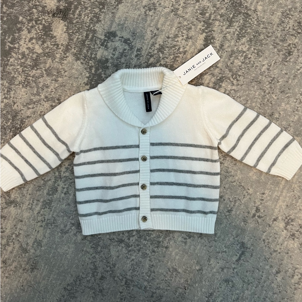 NWT Janie and Jack Baby Striped Shawl Collar Cardigan